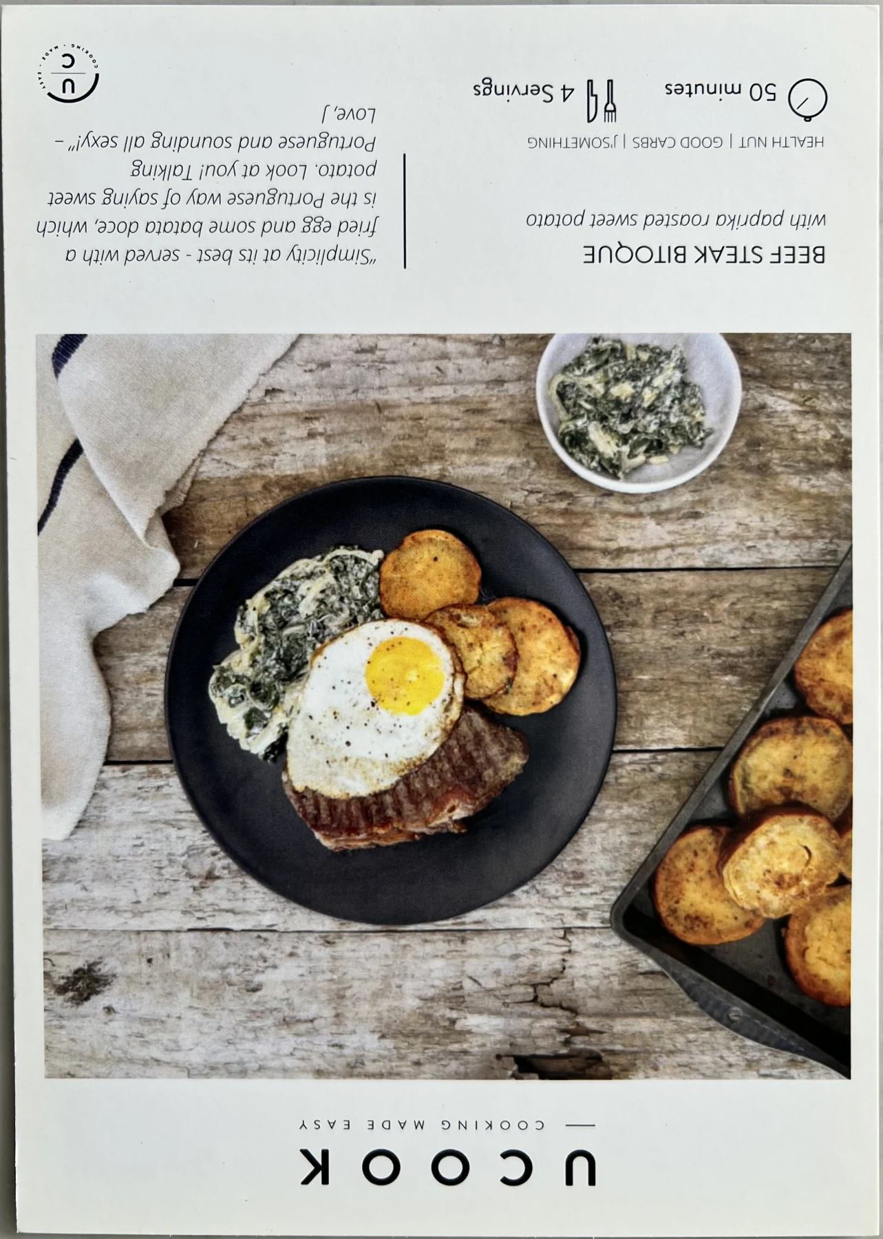 Front of the Beef Steak Bitoque card
