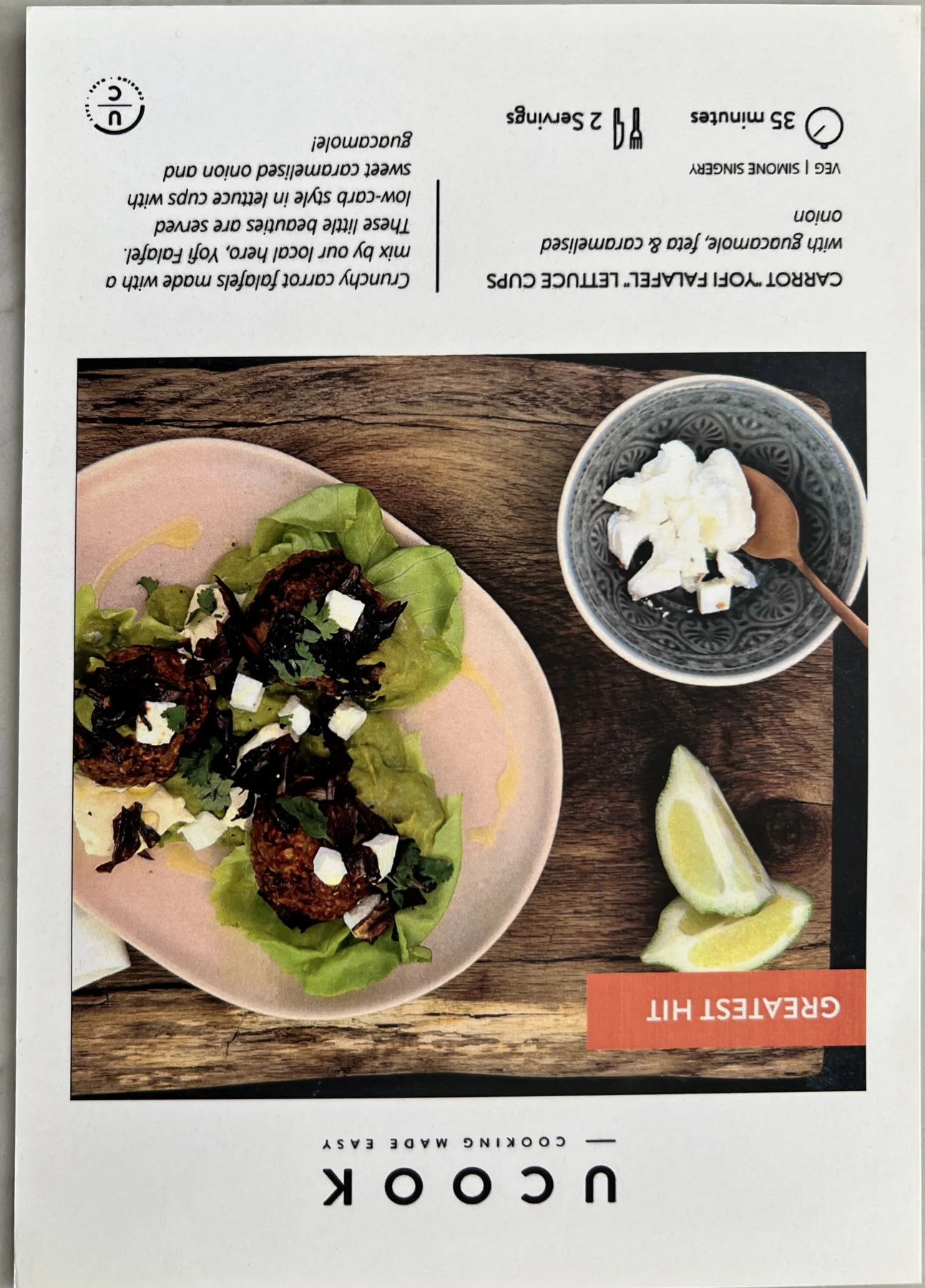 Front of the Carrot "Yofi Falafel" Lettuce Cups card