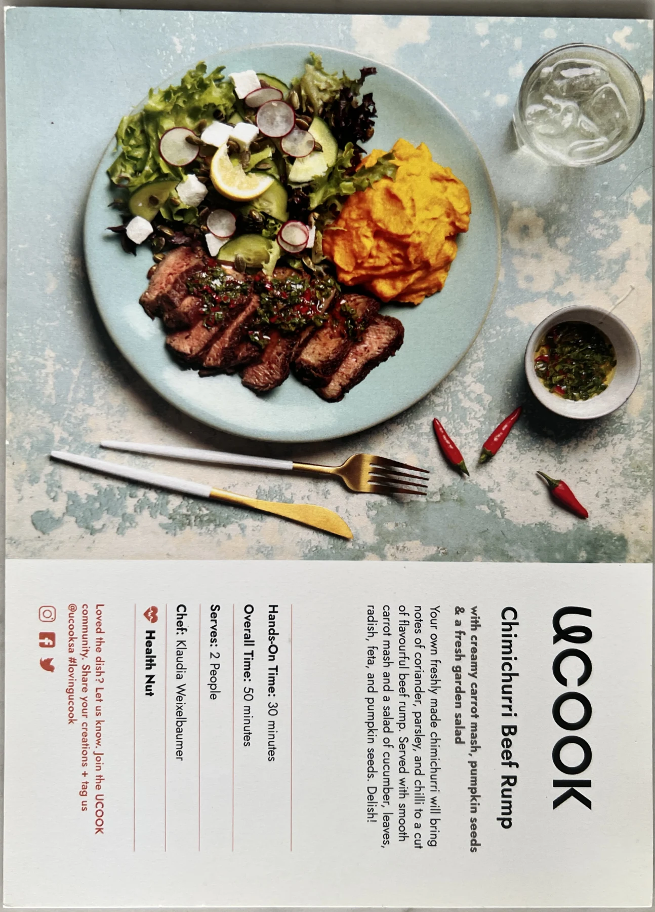 Front of the Chimichurri Beef Rump card