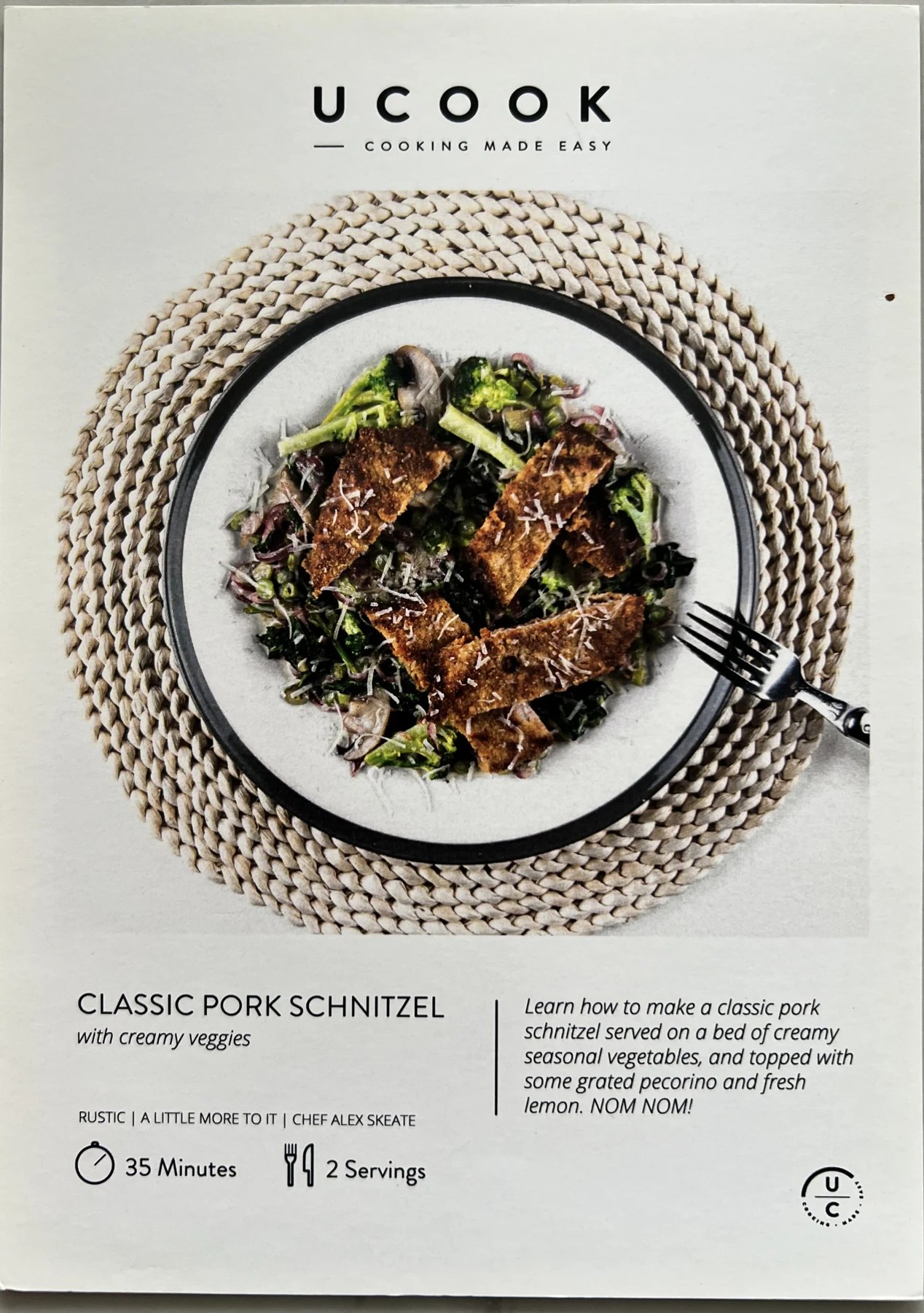 Front of the Classic Pork Schnitzel card