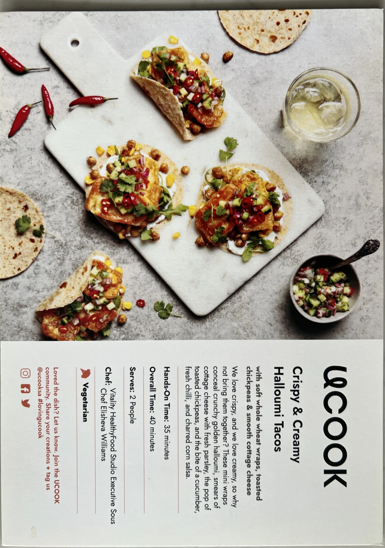 Front of the Crispy & Creamy Halloumi Tacos card