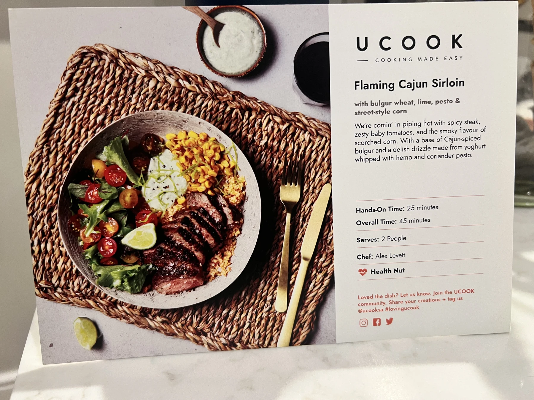Front of the Flaming Cajun Sirloin card
