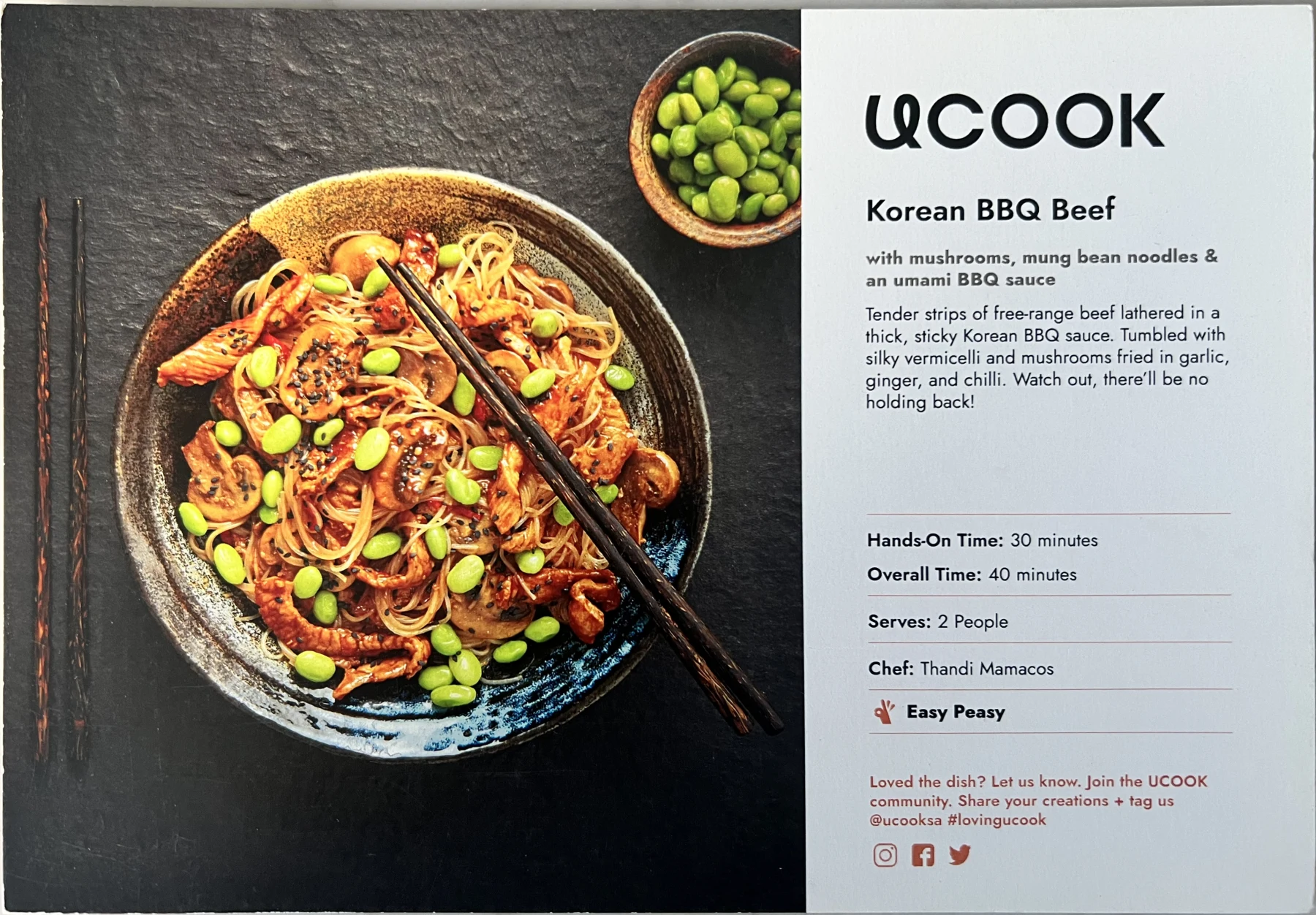 Front of the Korean BBQ Beef card