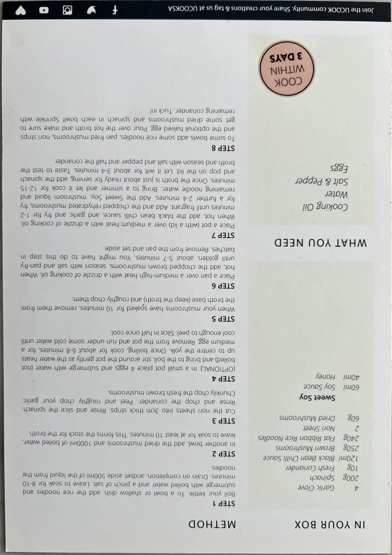 Back of the Korean Noodle Broth card