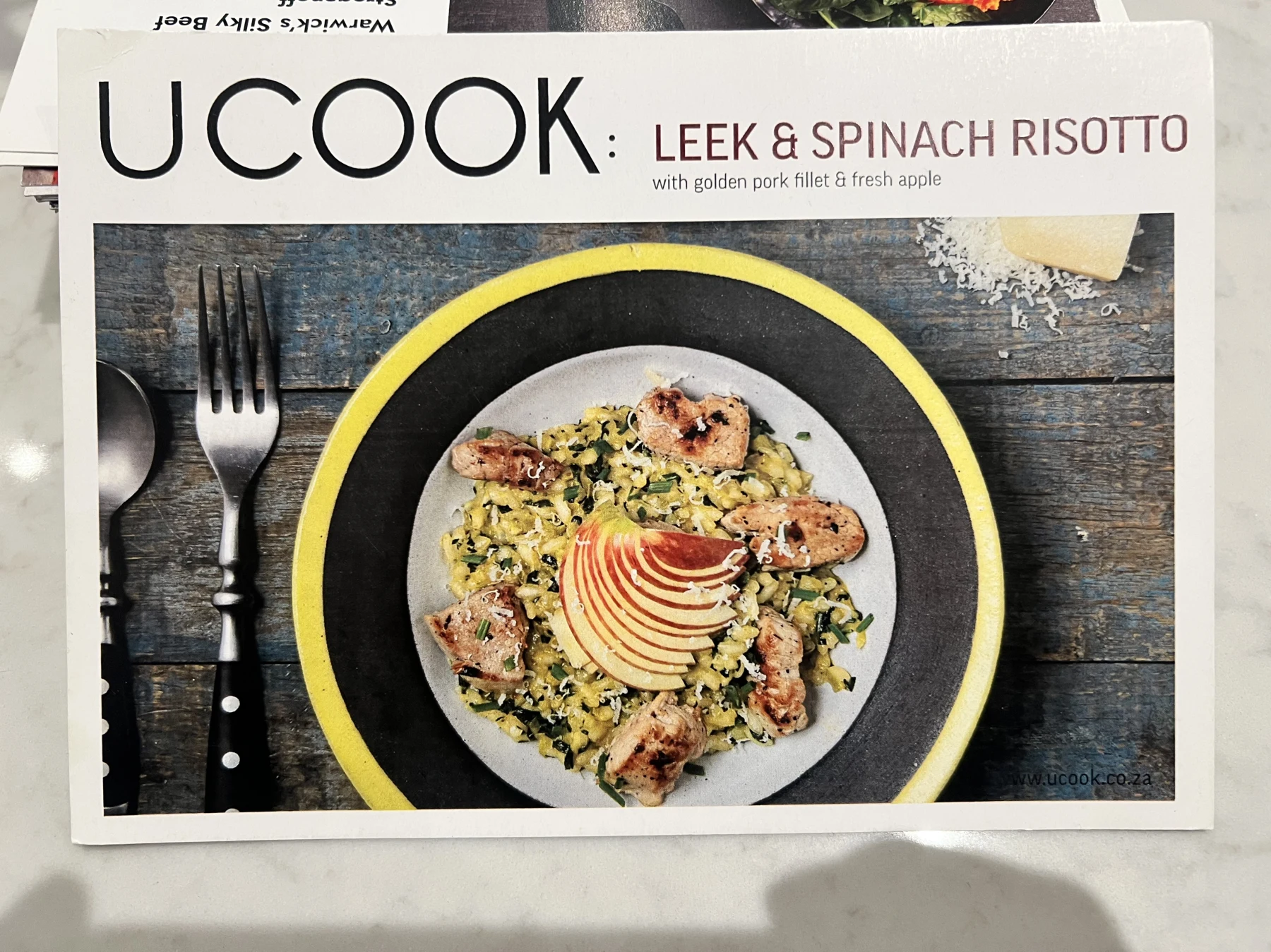 Front of the Leek & Spinach Risotto card
