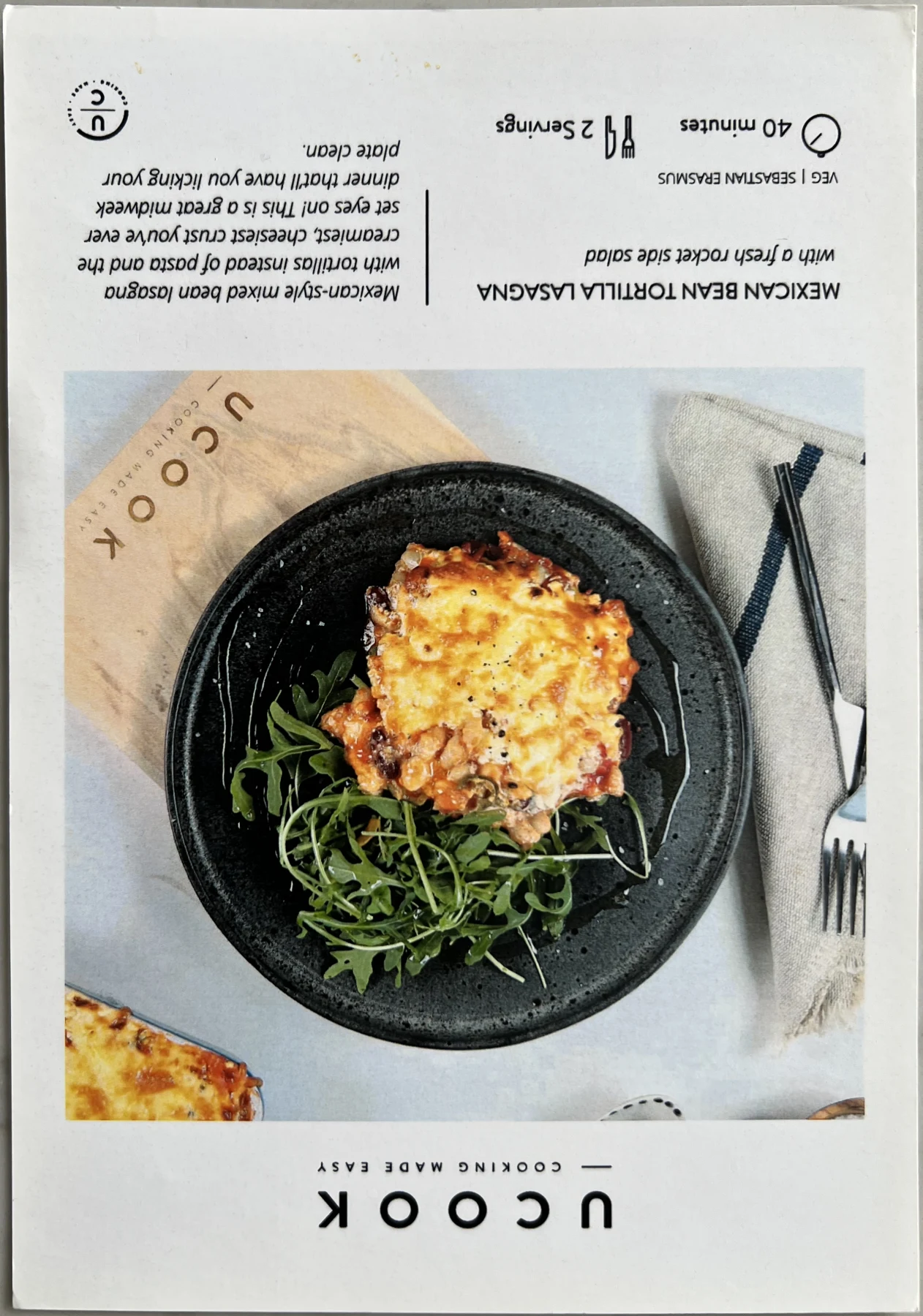 Front of the Mexican Bean Tortilla Lasagna card