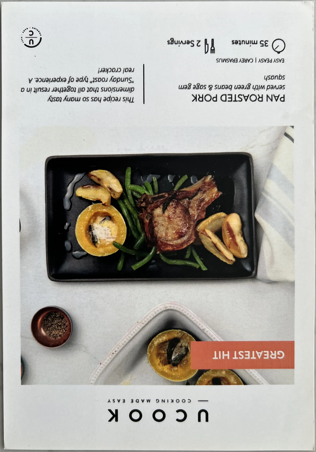 Front of the Pan Roasted Pork card