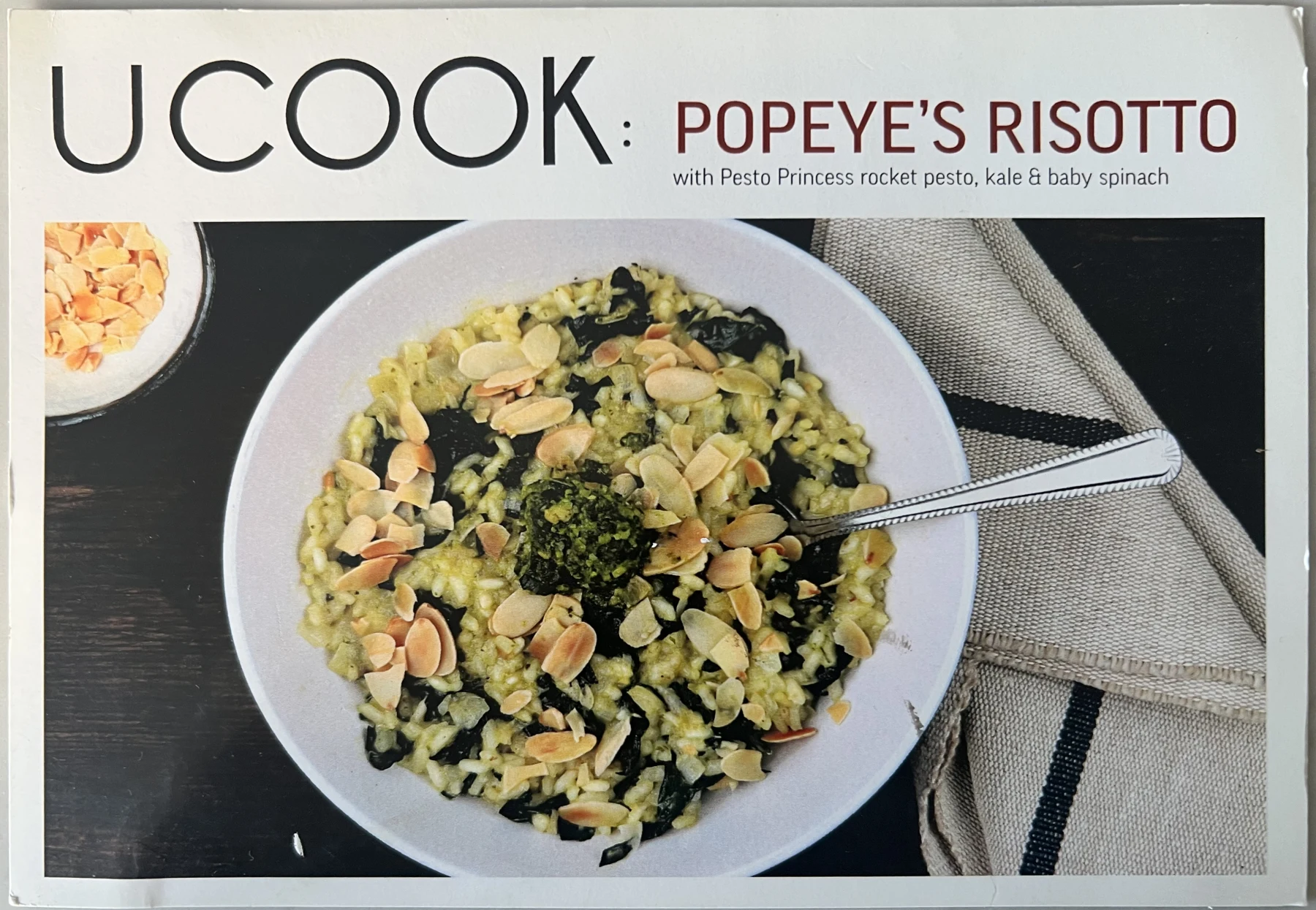 Front of the Popeye's Risotto card