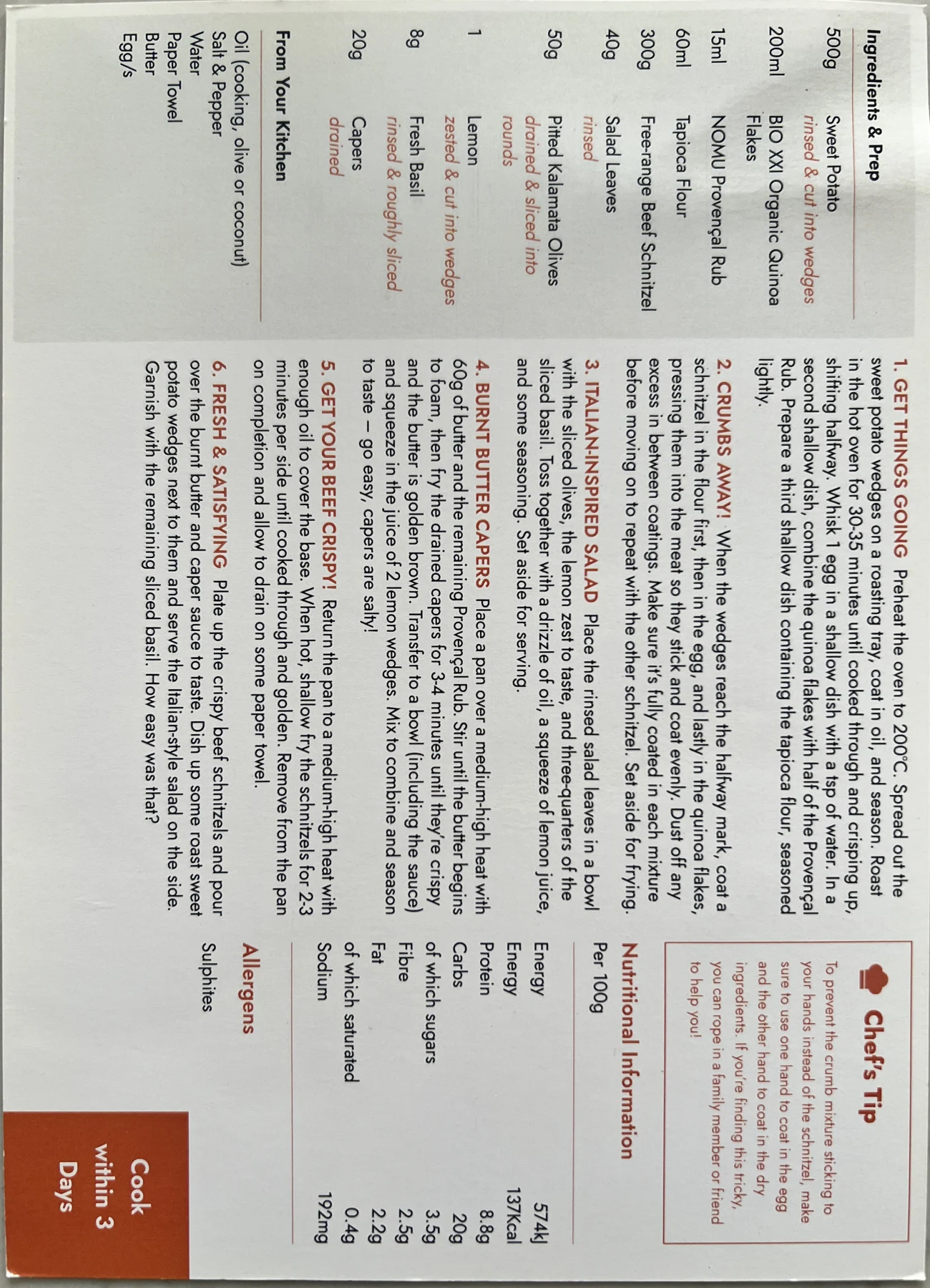 Back of the Quinoa-Crusted Beef Schnitty card