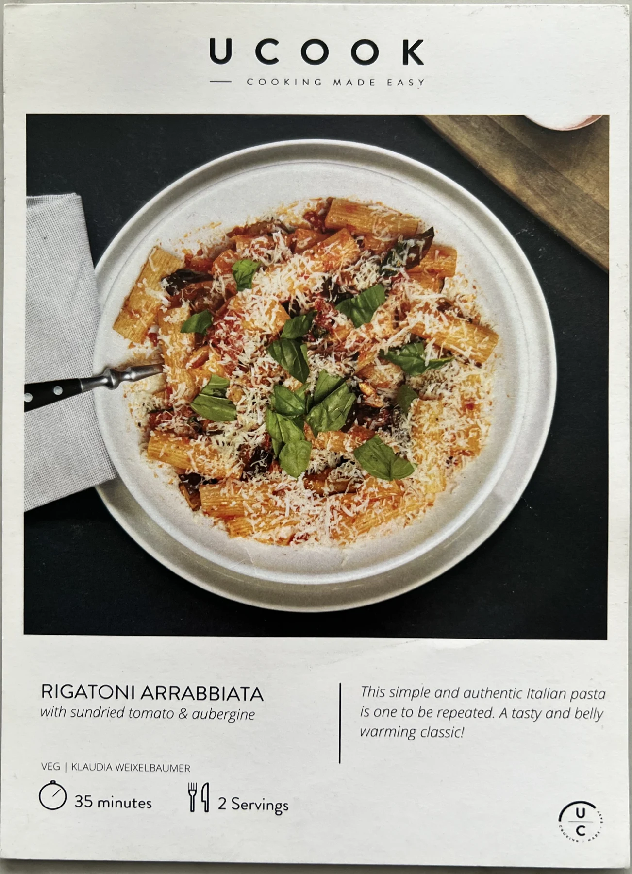 Front of the Rigatoni Arrabbiata card