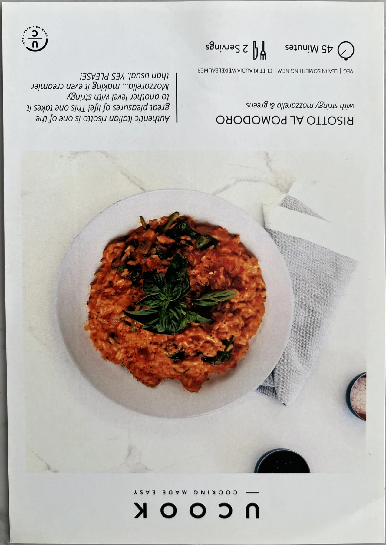 Front of the Risotto al Pomodoro card