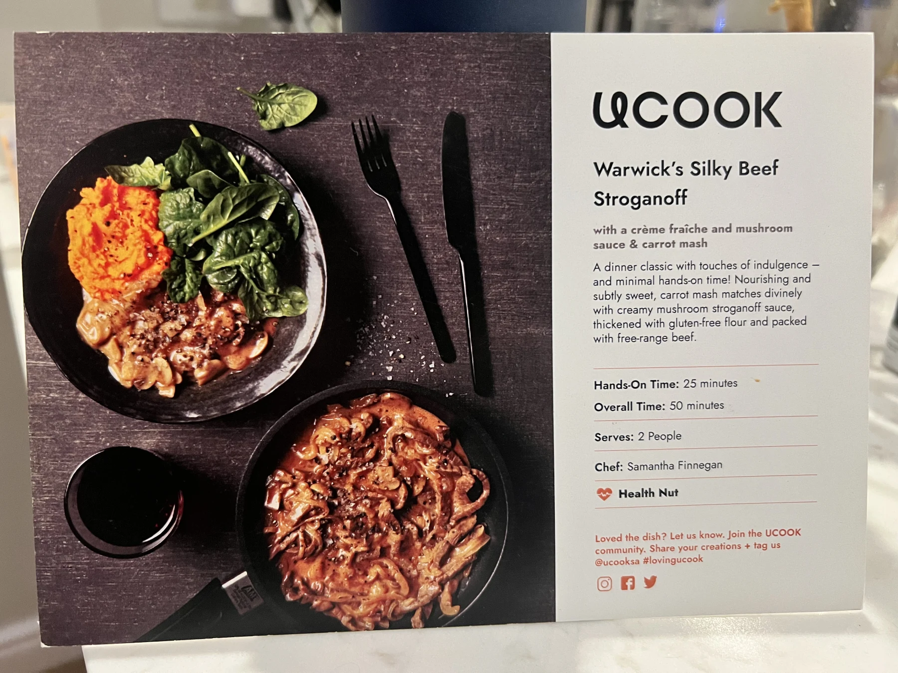 Front of the Warwick's Silky Beef Stroganoff card