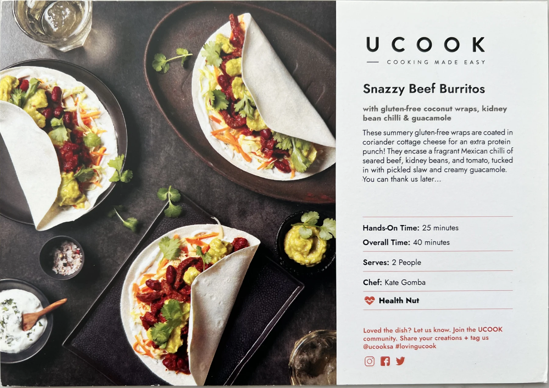 Front of the Snazzy Beef Burritos card
