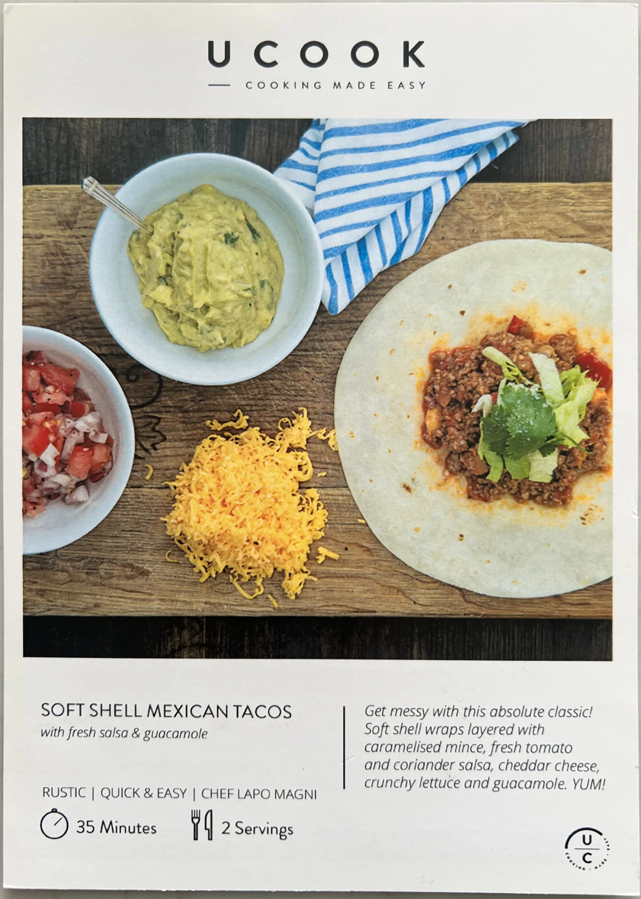 Front of the Soft Shell Mexican Tacos card