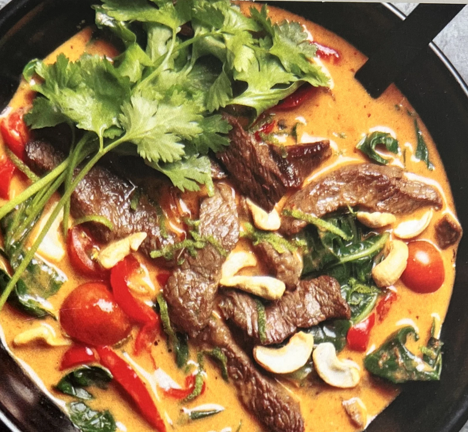 Front of the Steamy Thai Red Beef card