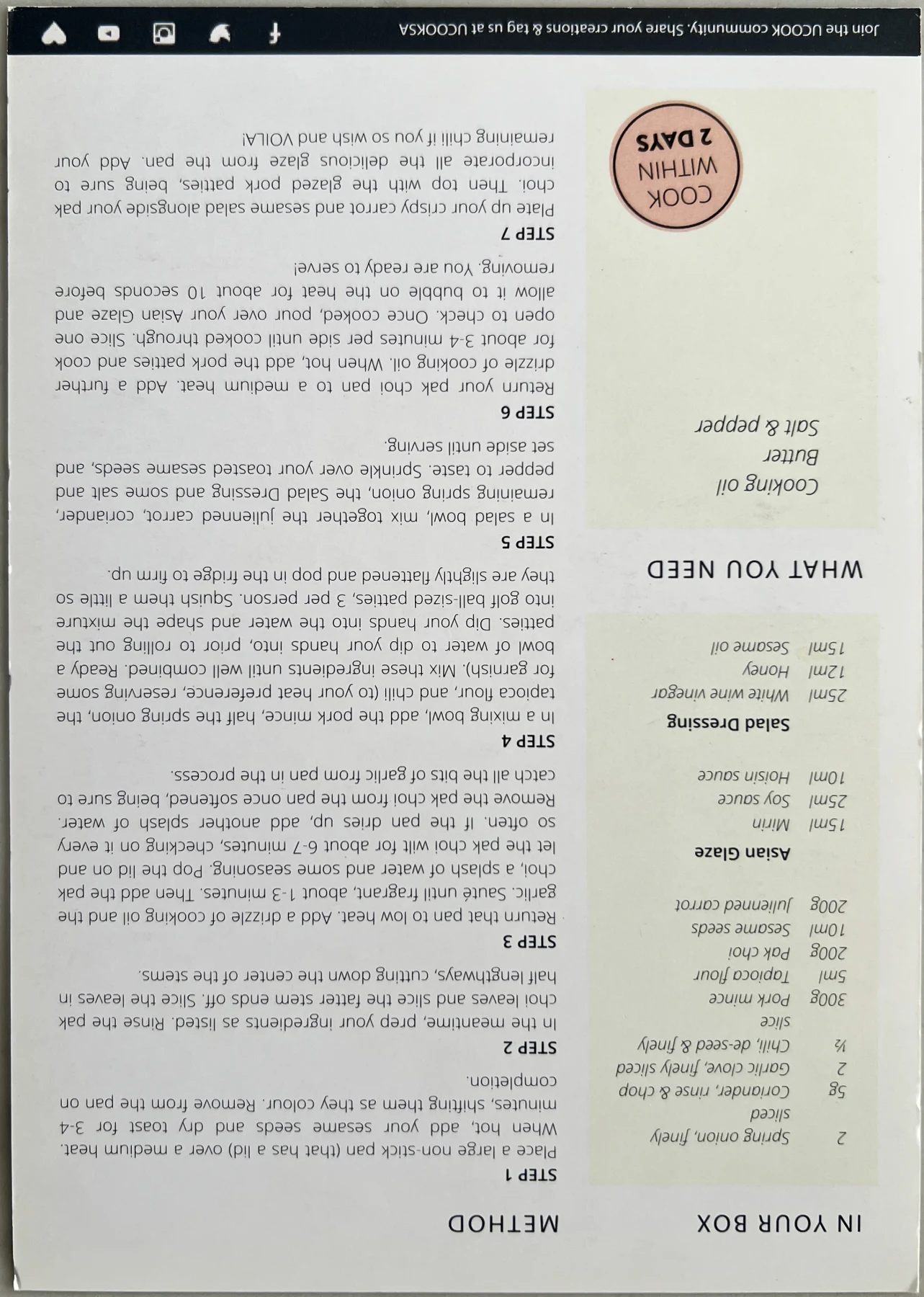Back of the Sticky Asian-Style Pork Patties card