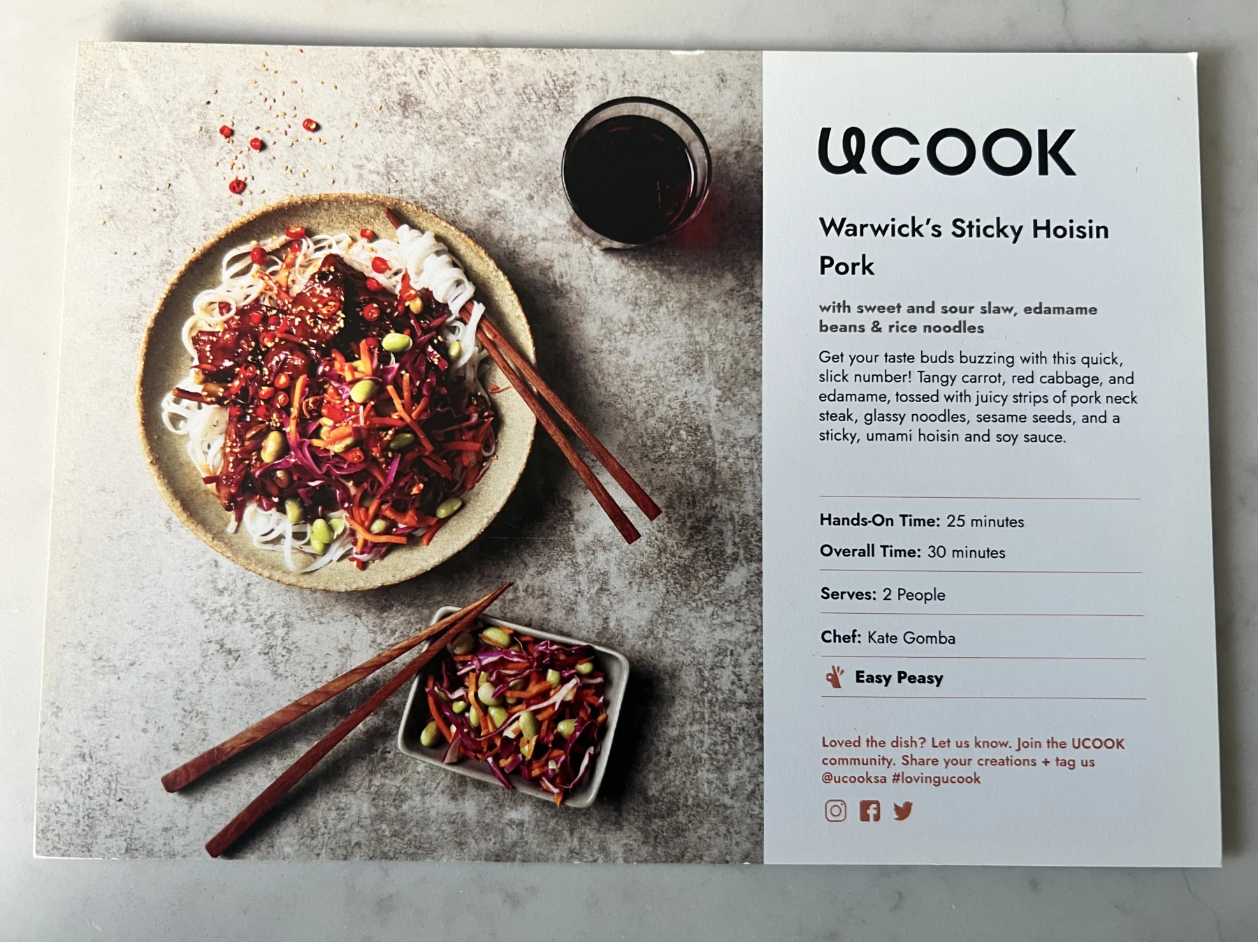 Front of the Warwick's Sticky Hoisin Pork card