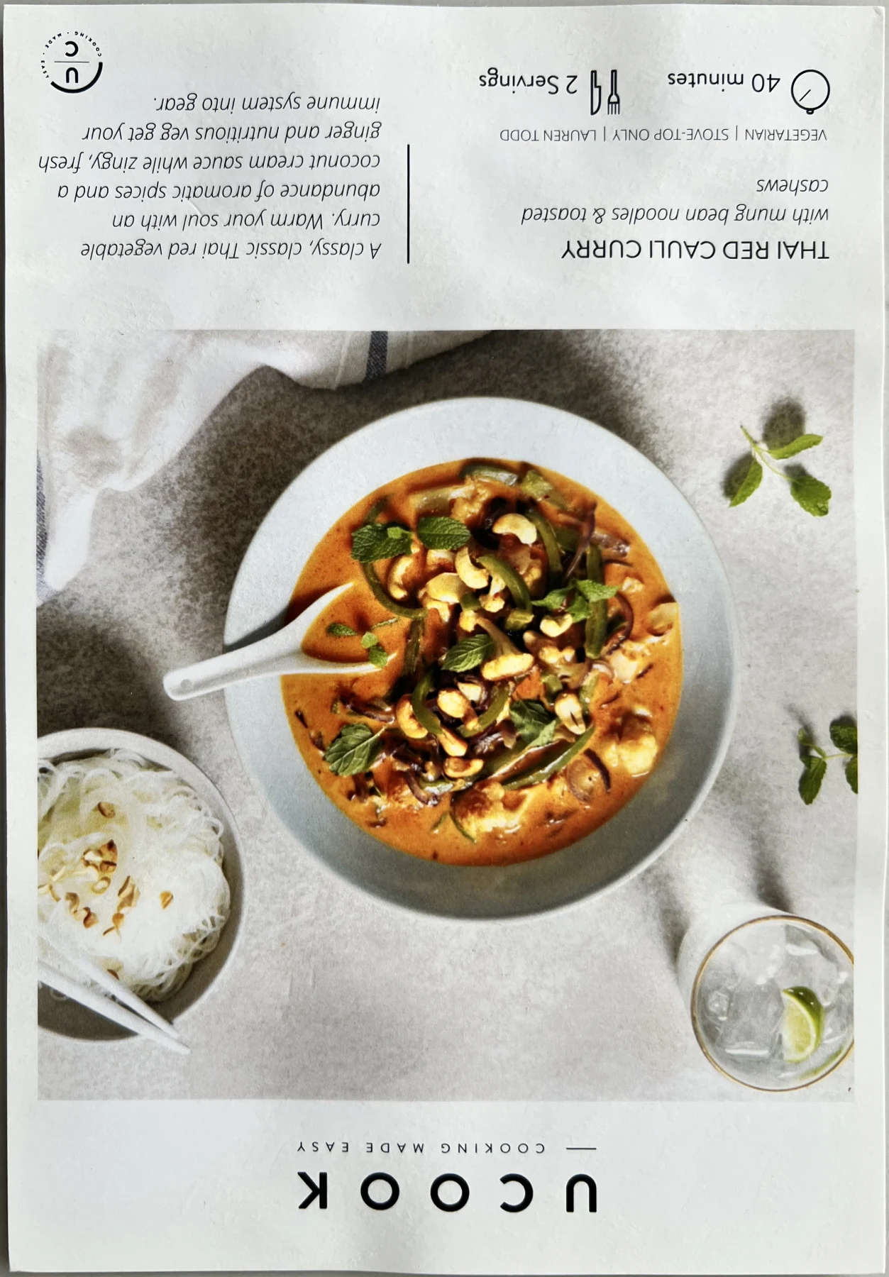 Front of the Thai Red Cauli Curry card