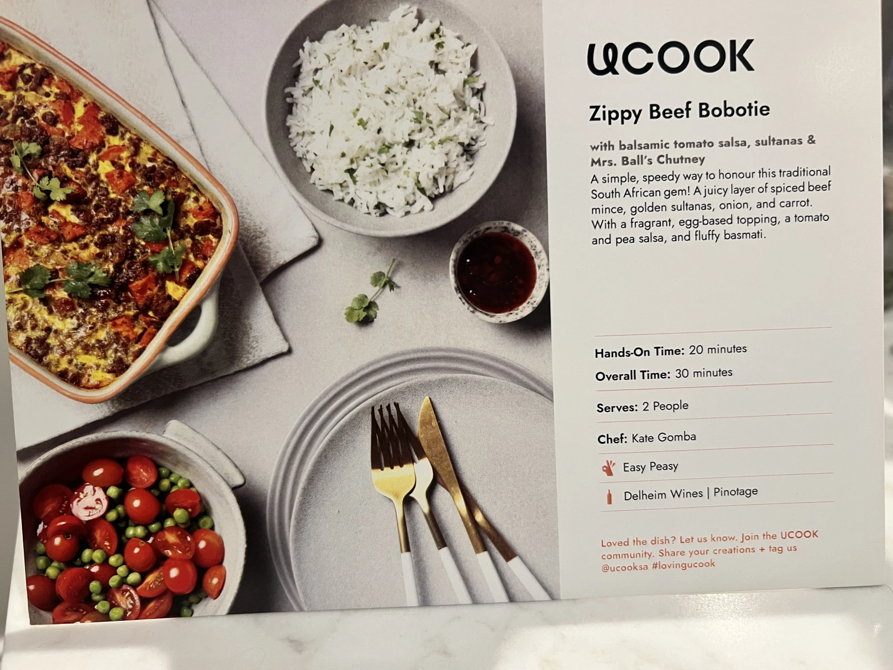 Front of the Zippy Beef Bobotie card